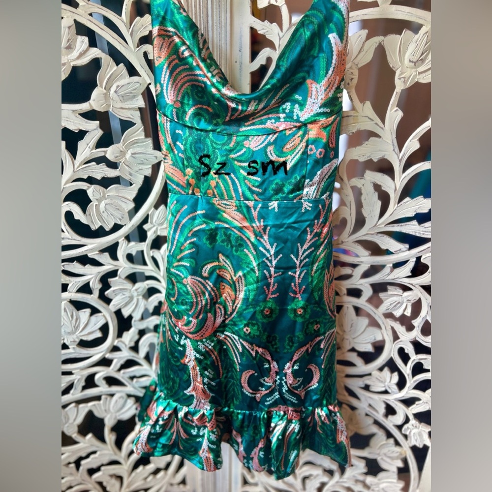 Green and Pink Patterned Dress